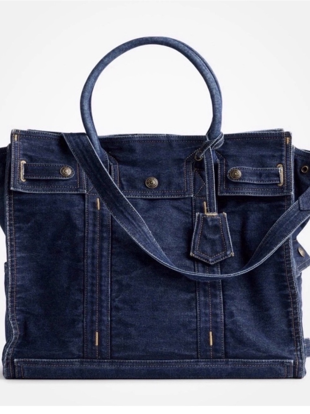 Gap five pocket dark wash denim tote in Large